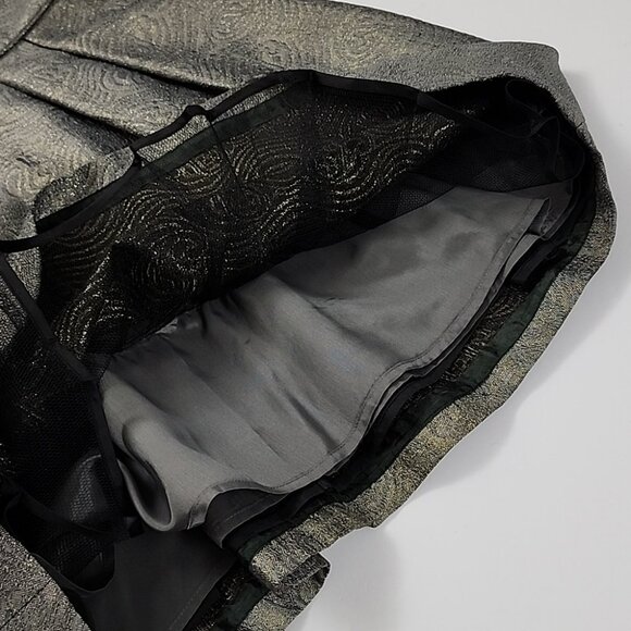 BCBGMAXAZRIA Women's Cocktail Strapless Bustier Pleated Dress Metallic Size 8 - Picture 9 of 16